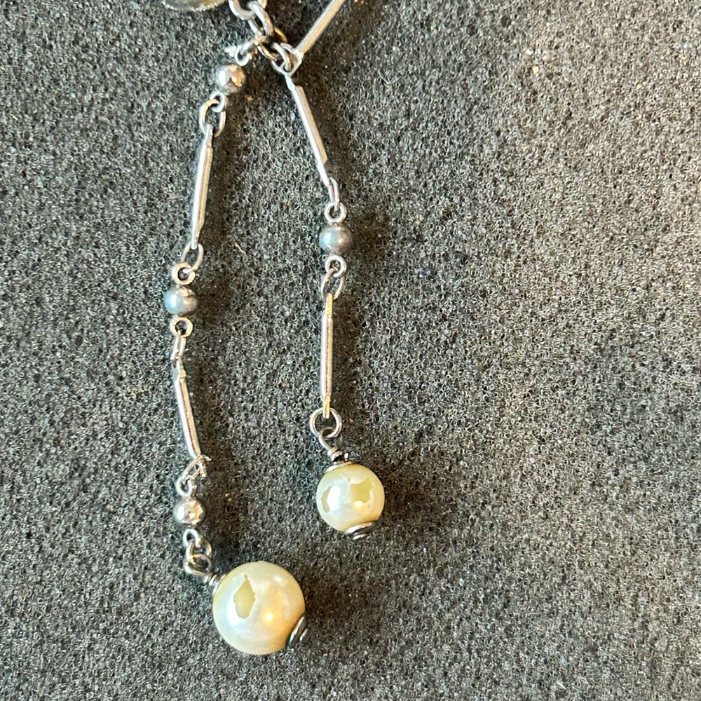 CHANEL Silver White Necklace with Pearls & Crystals Authentic 🔥Sale Ends Jan 1🔥 - Picture 8 of 10
